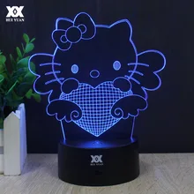 Kitty Cat 3D лампа любовь романтический ночник LED, Декоративный Светильник Настольный USB Цвет ful Цвет изменить подруга подарок Хуэй бренд юаней