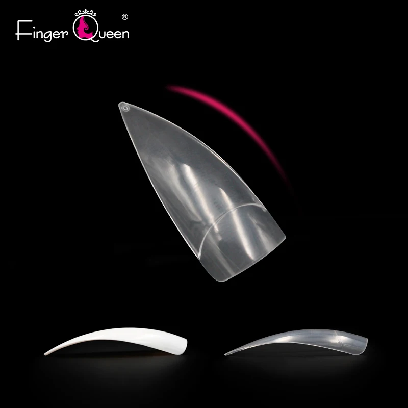 FingerQueen 100 шт. + коробка балетки полу накладные ногти натуральный/прозрачный гроб ABS