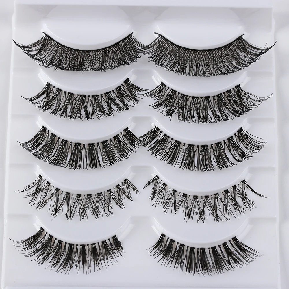 

5Pairs 3D Silk Fiber Multipack False Eyelashes Wispy Cross Long Eye Lashes Natural Makeup Extension Tools