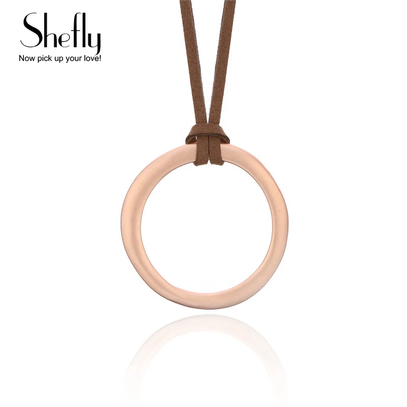 

New Arrival Fashion Long Genuine Brown Black Leather Vintage Hoops Men Pendant Necklace Women Male Female Jewelry