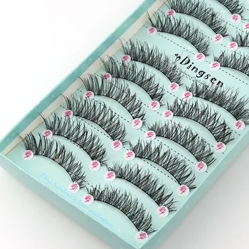 

10 Pairs Handmade Natural Crisscross Thick Plastic Cotton Stalk Full Strip False Eyelashes For Women Beauty Makeup Tools