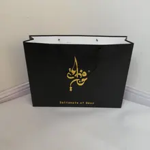 Персонализировать цвета: золотистый, серебристый фольгированные Роскошный Черный матовый Ламинированная Сумка-шопер Бумага хозяйственная сумка с ручкой хлопка для полудрагоценные Упаковка подарков