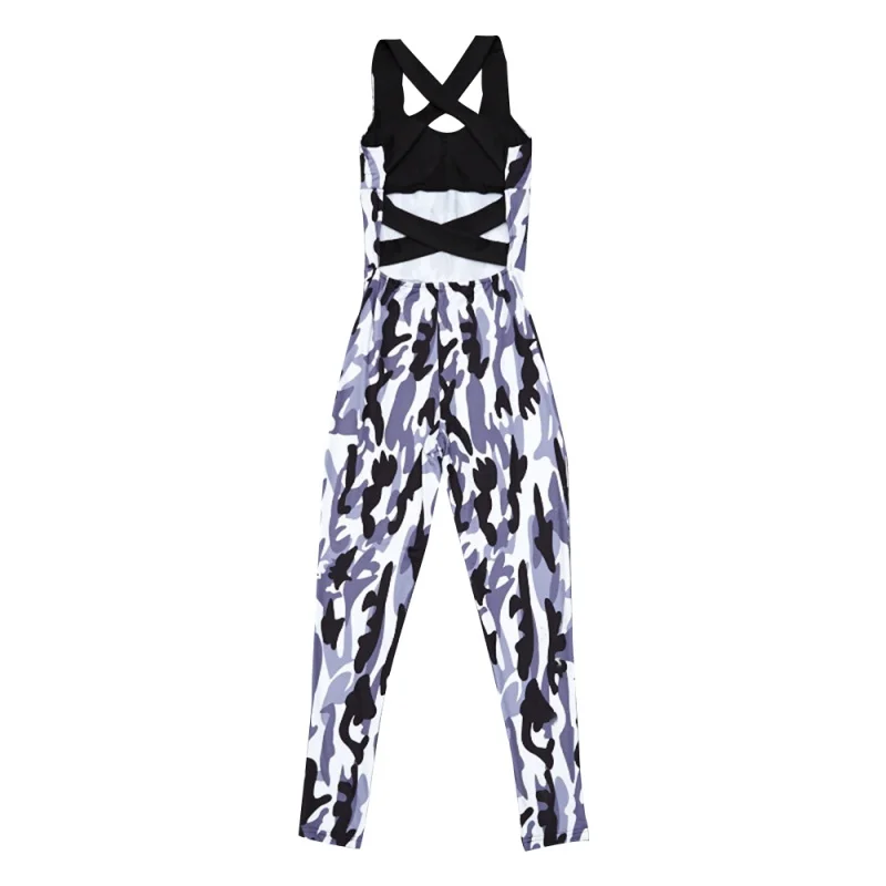 Camouflage Yoga Sports Jumpsuits Women Sexy Sleeveless Gym Clothes Female Sexy Running Slim Sport Suits Dance Set