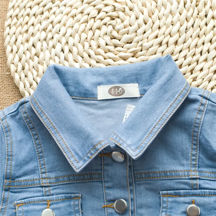 2-8 y children girls jackets long sleeve lace denim jackets for girls clothes spring autumn coat fashion wash denim jacket girl (4)