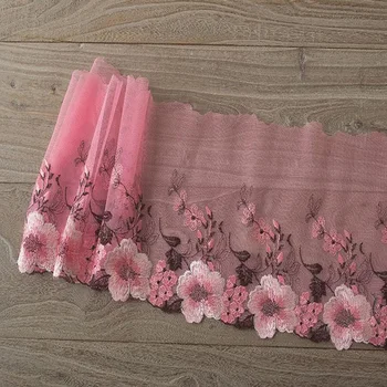 

Fancy 16cm wide flower mesh embroidery lace fabric trim ribbon for sewing-ZQ
