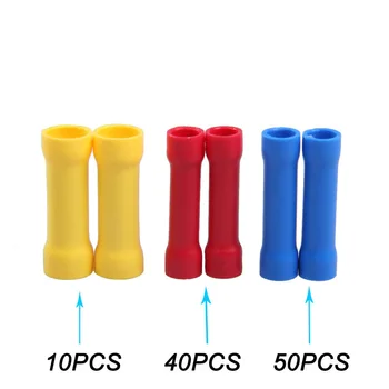 

100pcs Wire Splice Terminals Joiner Crimp Insulated Straight Wire Butt Connector Electrical Crimp Terminals 10-22AWG