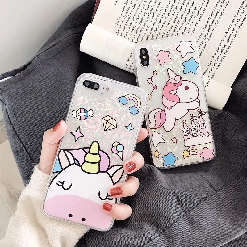 Cartoon quicksand soft Anti-knock phone case for iphone x xs max xr 6 6s 7 8 Plus Cute |