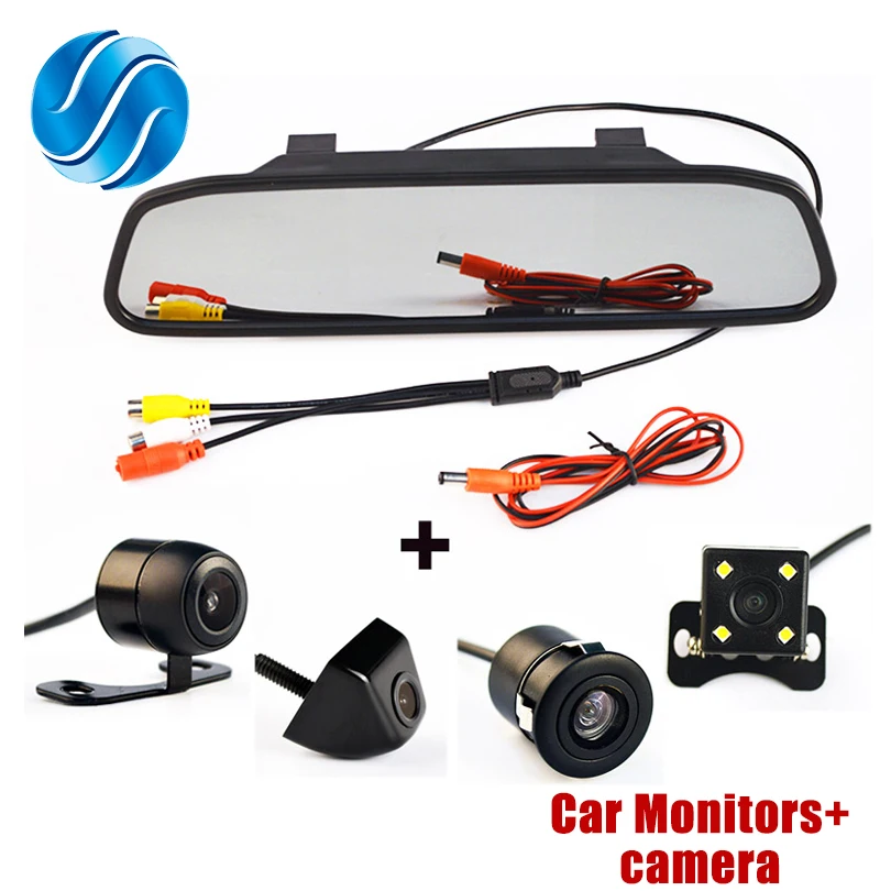 

4.3Inch Auto Parking System HD Car Rearview Mirror Monitor with 170 degrees Waterproof Car rear view camera FREE SHIPPING