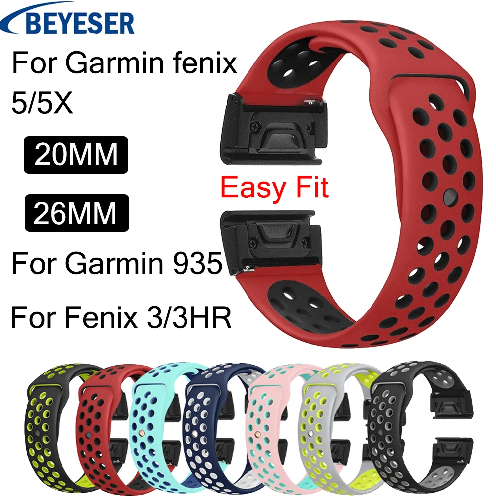 26 мм 22 мм силиконовые браслеты для Garmin Fenix 3/Fenix 3 HR/Fenix 5 5X наручный ремень Quick Fit Браслет ремешок для Garmin 935 ремешок для часов