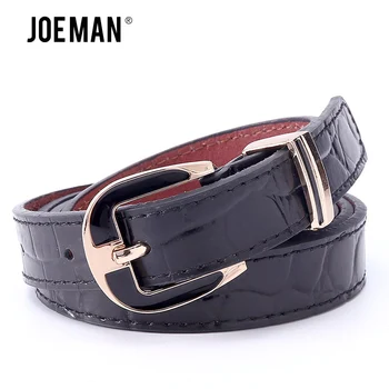 

Fashion WomenGenuine Leather Brand Straps Female Waistband Gold Buckle Crocodile Pattern Belt High Quality Eight Color to Choose