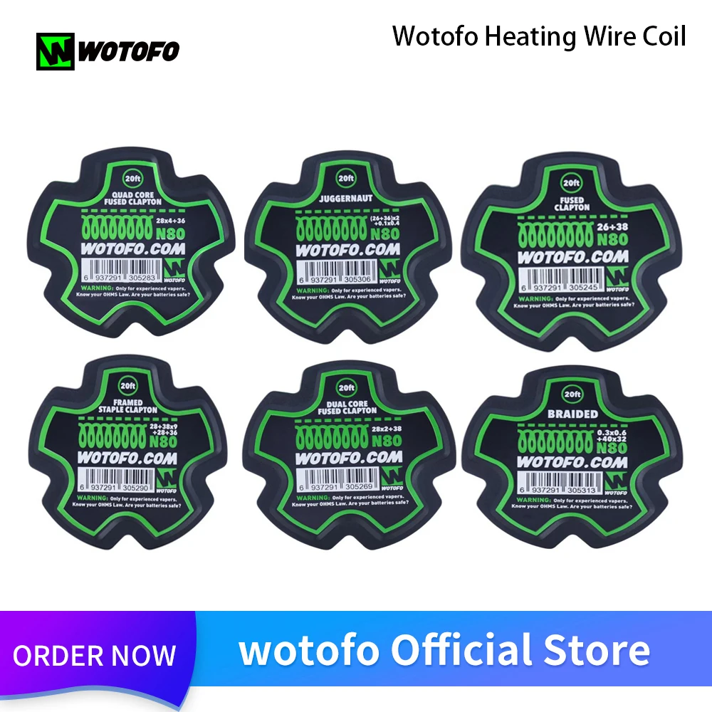 

Original wotofo N80 Coils Fused Clapton Dual/Quad Core Juggernaut Framed Staple Clapton Juggernaut Coil Wire Vape Accessories