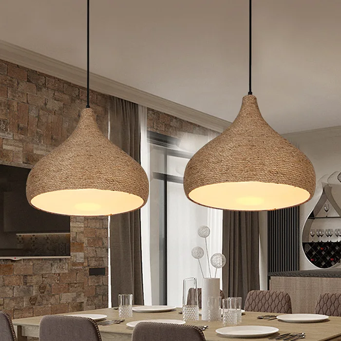 

Loft Iron Rope Pendant Light Bar Kitchen Restaurant Bedroom Hanging Lighting E27 Luminaire Suspendu lamparas de techo colgante