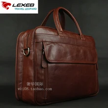 LEXEB Brand Men’s Briefcases Solid Genuine Leather Business Travel Bags 15.6″ Laptop Double Zippers Design High Quality Brown