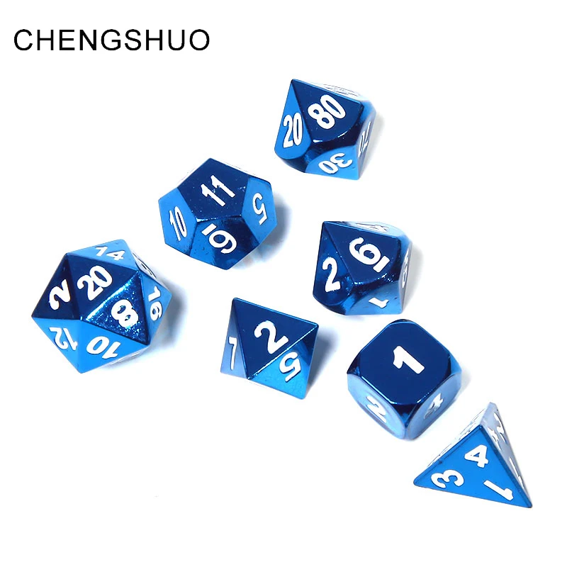 

Chengshuo rpg metal dice polyhedral dnd sets dungeons and dragons table games dices colored blue digital zinc alloy d20 10 6 12