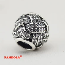 Подходит для Pandora Charms браслеты Love Knot Beads с прозрачными CZ 925 пробы-серебро-ювелирные изделия