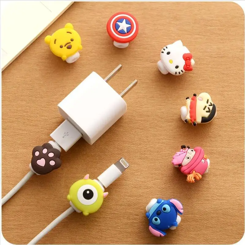 

100pcs/lot Cartoon Cable Protector Data Line Cord Protector Protective Case Cable Winder Cover For iPhone USB Charging Cable