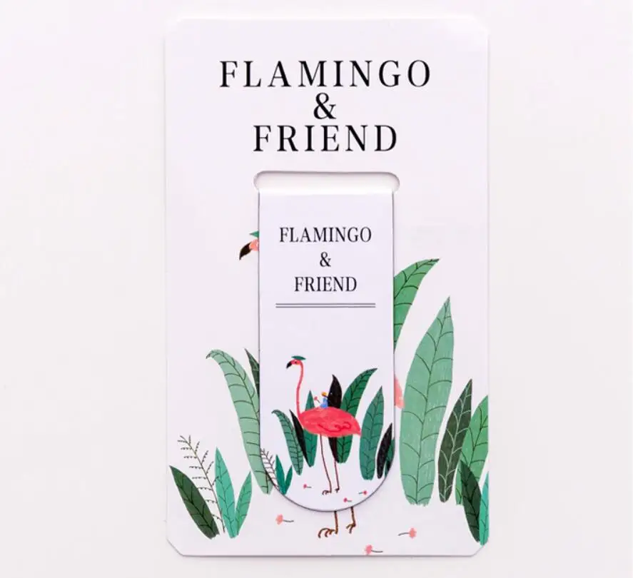 4 шт./лот Симпатичные Фламинго магнитные закладки для книг растений Страница держатель рекламных подарков Канцтовары книжный маркер школьные принадлежности - Цвет: Flamingo leaf