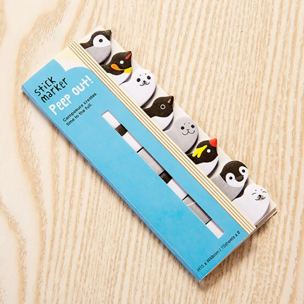 Cartoon Animals Memo Pad Sticky Notes Memo Notebook Stationery Paper Stickers - Цвет: penguin