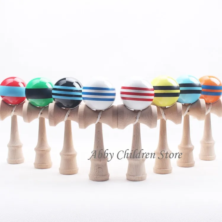 Abbyfrank Полосатый профессиональный Kendama 18,5 см красочная деревянная полоса детский тренировочный мяч магазин Японская Игрушка умелый подарок