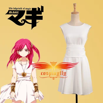 Magi-The Labyrinth of Magic Morgiana White Dress Adult Women Outfit Cosplay Costume Custom Made Any Size with Wig and Wig Cap the rising of the shield hero itsuki kawasumi shoes cosplay boots custom made any size