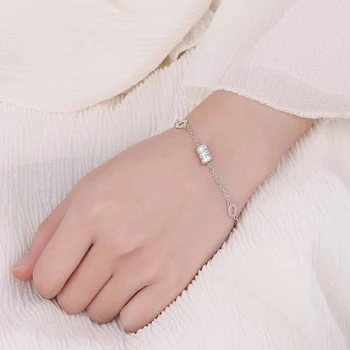 

Amaiyllis 925 Sterling Silver Fresh Transfer Beads Bracelet Cylindrical Personality Crystal Round Bracelets For Women Jewelry