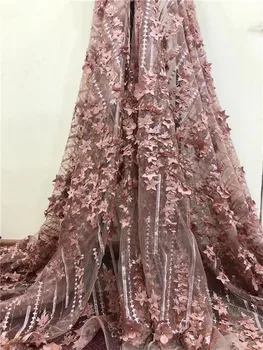 

Wonderful beaded French tulle net lace fabric with 3d flower for evening dress HNZ35(5yards/lot)