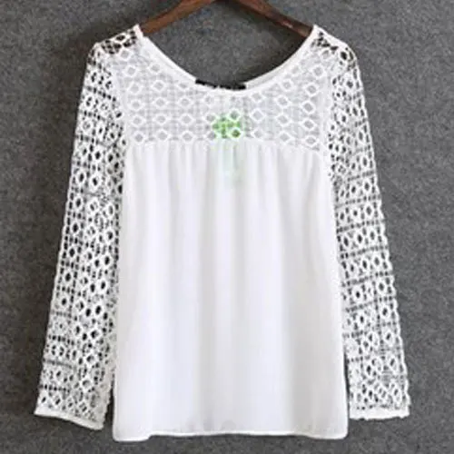 New Nice Spring Autumn Long Sleeve Lace font b Blouse b font Fashion Sexy Hollow Out