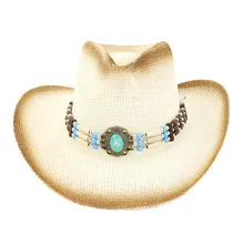 Летняя женская шляпа из плетеной соломы ковбойская шляпа классический Cattleman в ковбойском стиле соломенная шляпа ковбоя солнце шляпа мужская кепка# YL5