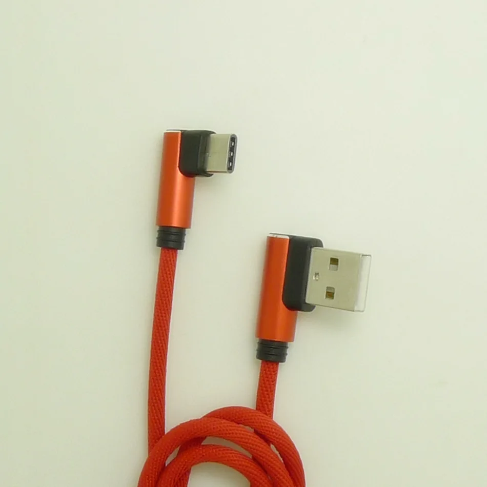 20 قطعة/الوحدة الجملة 1 متر 3ft نوع-C نوع شرينغ كابل 90 درجة USB سريع تهمة بيانات خط الحبل ل عبة اللعب L الانحناء لأجهزة الكمبيوتر المحمول
