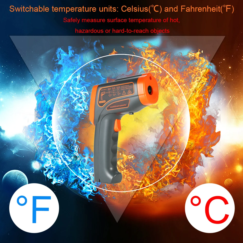 -18-1650C 20:1 цифровой термометр ИК инфракрасный измеритель температуры ЖК-пирометр + Подсветка C/F измерение температуры