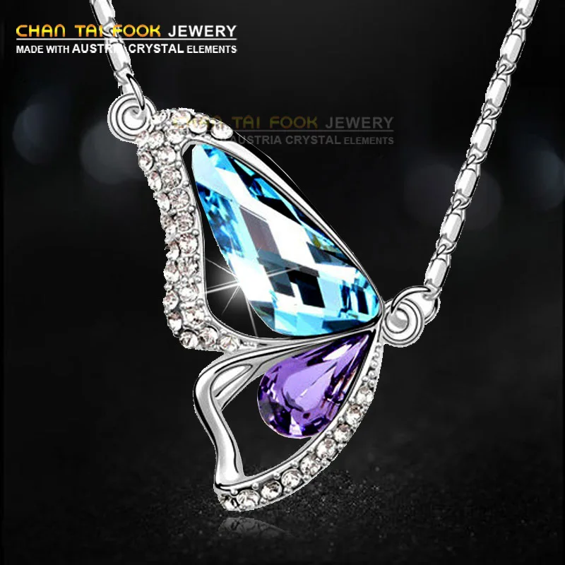 

IREACESS New chain Wedding pendant necklace for women Austrian crystal Rhinestone butterfly necklaces & pendants