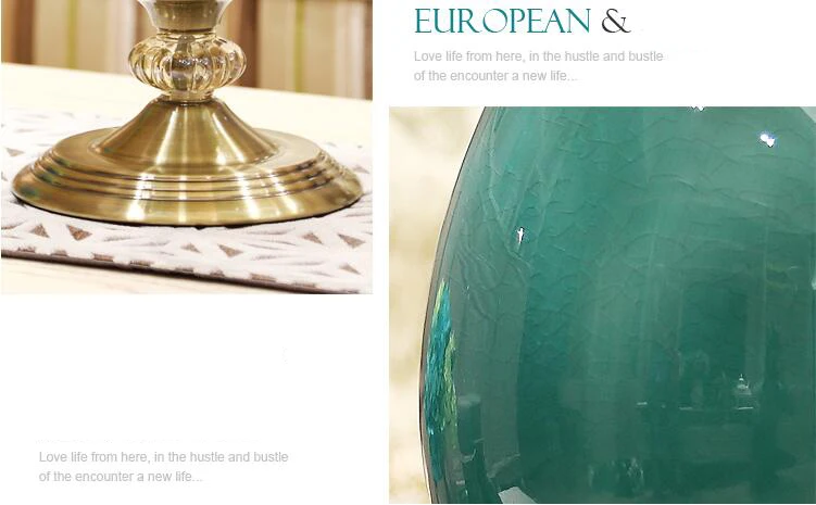 Европейская роскошная ледяная ваза, статуэтка, домашняя зеленая керамическая ваза, украшение для гостиной, рабочий стол, фарфоровый цветочный горшок, орнамент