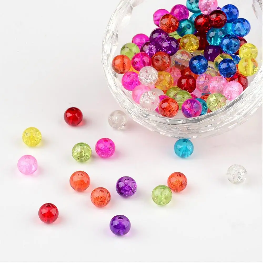 Mixed Color Round Crackle Glass Beads for jewelry making DIY 4mm 6mm 8mm 10mm , Hole1.11.6mm