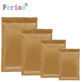 

Ferimo 100pcs Aluminium Foil Mylar Zipper Zip Lock Bag Orange Storage Bags For Candy Gadget Pouch Varies size Wholesale