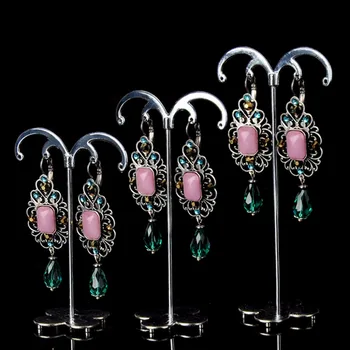 

3 Pcs Jewelry Organizer Holder Gift Black/silver color Alloy Jewelry Display M-Shape Stand Showcase for Earring/Bracelet /Keys
