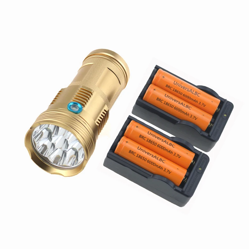 

Skyray 15000 Lumens Hunting Climbing Flashlights 9x CREE XM-L T6 9T6 LED Torch Lantern + 4xRechargeable 18650 Battery 2xCharger