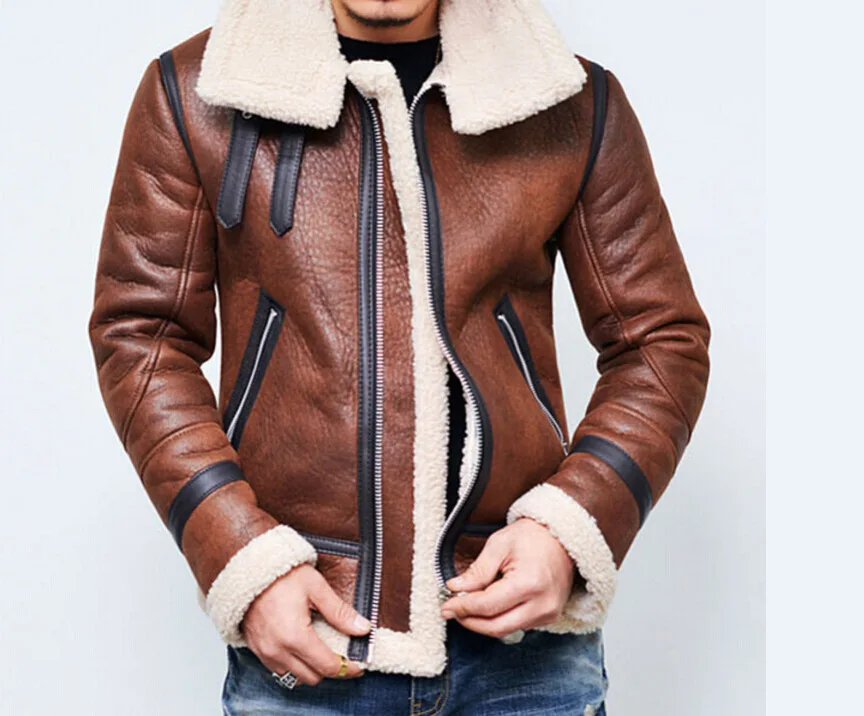 Искусственная кожа для мужчик shearling jacket дизайнер мужские highneck пояс Авиатор полет
