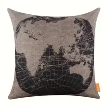 Funda de almohada LINKWELL funda de cojín de arpillera de 18x18 pulgadas Vintage negro mapa del mundo de países del Este África Asia Europa Australia