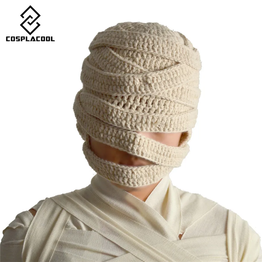 

[COSPLACOOL] Men and women unisex generally cosplay mummy hats halloween mummy knitted cap Happy Halloween!