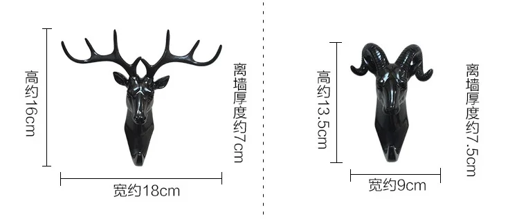 Крючки в виде головы оленя, креативные трехмерные головы животных, европейский стиль, двери для гостиной, задние стены, одежда, стены, ключи, Декор