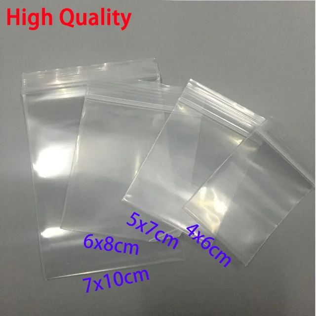 100pcs Thick Transparent Small Zip lock Plastic Bags Ziplock Zip Zipped Lock Reclosable Plastic