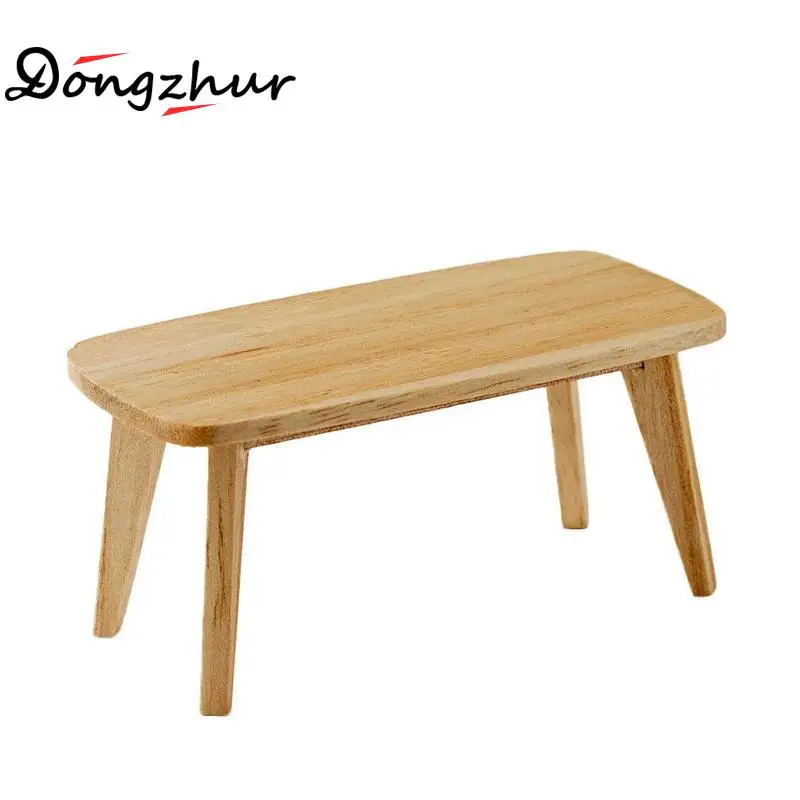 

Miniature Dollhouse Solid Wood Casual Mini Furniture Model Toy Doll Food Coffee Table Accessories For 1:12 Dollhouse Accessories