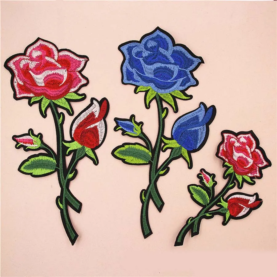 

Fabric Embroidered Big Rose Flower Patch Clothes Sticker Bag Sew Iron On Applique DIY Apparel Sewing Clothing Accessories BU131