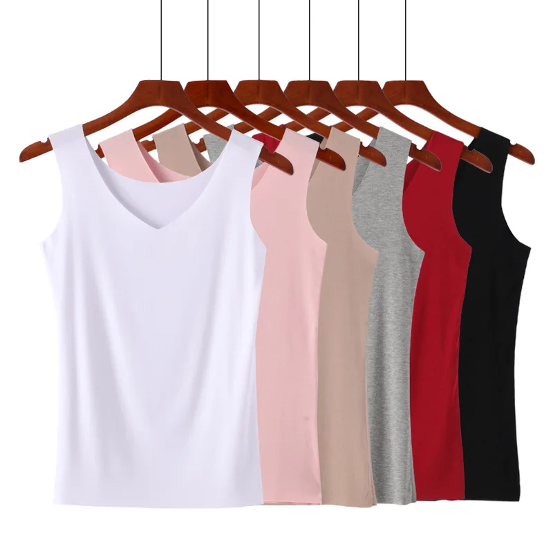 

Summer Women's Plus Size Tank Tops Round Neck And V-Neck Solid Color Vest Sexy Top Casual Slim Women's Tank Tops Roupas Feminina