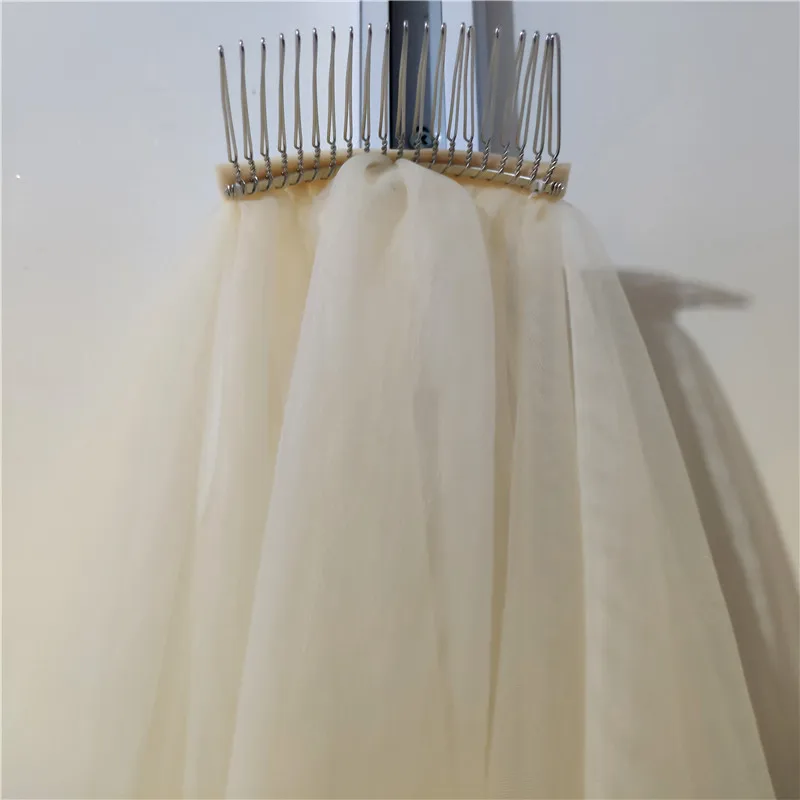 2 слоя 70 см/90 см обрезанная кромка свадебная вуаль простое шампанское Длина пальцев свадебная фата металлическая расческа