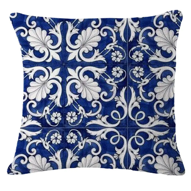 Винтажный чехол для подушки с синими цветами, китайский синий и белый фарфоровый чехол для подушки для автомобиля, украшения для дома, чехол для подушки - Цвет: 5