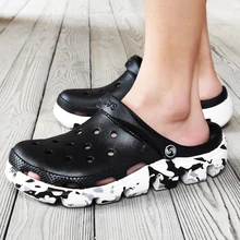 SUROM/летние пляжные сандалии; мужская обувь с отверстиями для сада; Легкая водонепроницаемая обувь; мужские шлепанцы для рыбалки; большие размеры 39-47