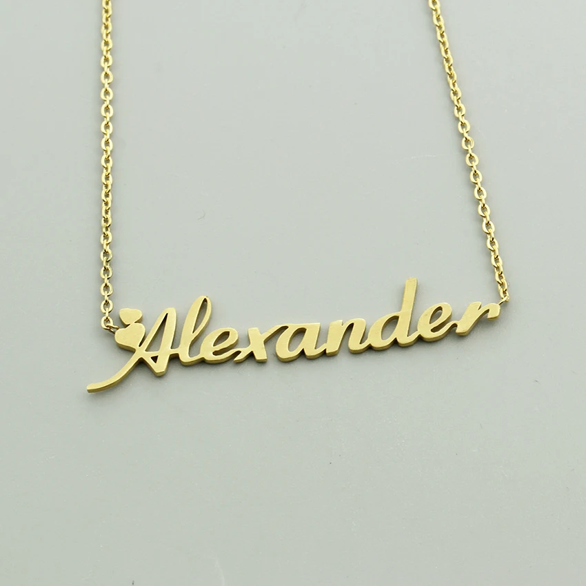 Handmade Custom Script Name Pendant Necklace Personalized Nameplate Letters Necklace Christmas Gift Jewelry For Children 3 Color afbeelding