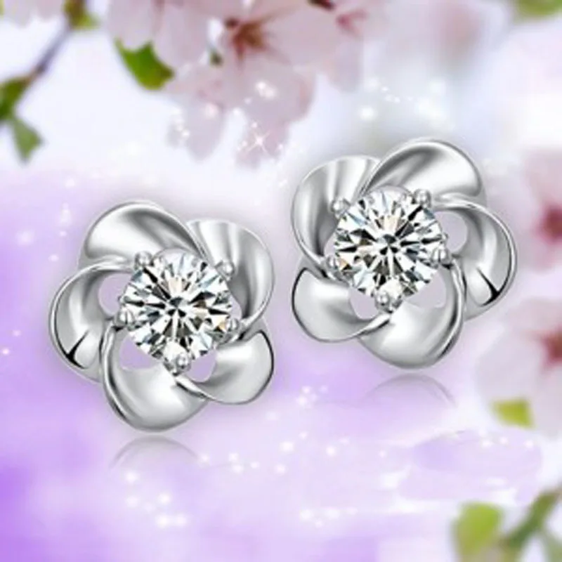 

Fashion Jewelry Hearts and Arrows series of delicate plum zircon earrings - spring -124