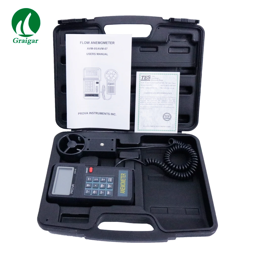 

TES Original AVM-05 Digital Anemometer Ktype Thermocouple Flow/Temperature Meter